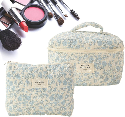 Travel Toiletry Bag - Hygiene Bag, Travel Toiletry Bag Organiser, 2 Piece Large Capacity Cosmetic Bag with Zipper, Portable Care Bag for Holiday, Toiletry Bag in Travel Bag, Orchid On White