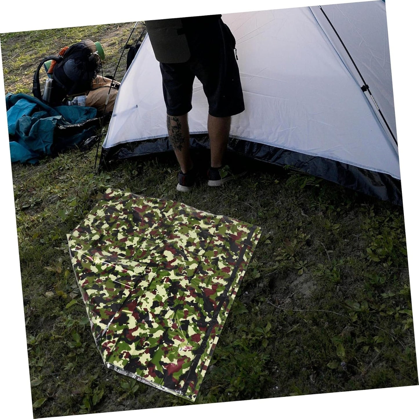 UPKOCH 1 Set Multi Use Emergency Tent for Lightweight and Compact Durable Tear Resistant Shelter Essential Gear for Outdoor Enthusiasts Camouflage Design