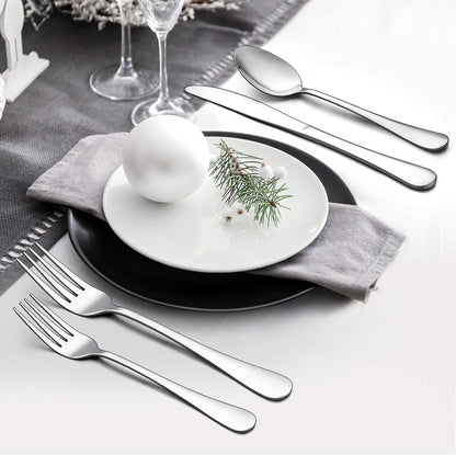 LIANYU 24-Piece Cutlery Set with Steak Knives, Stainless Steel Flatware Set for 4, Fancy Silverware Eating Utensils Tableware, Include Fork Spoon Knife, Mirror Finish, Dishwasher Safe