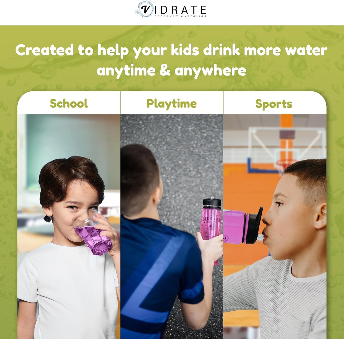 Vidrate Electrolyte Powder for Kids - Apple & Blackcurrant Flavoured Vitamin Water with Natural Ingredients & Zero Sugar - Hydration Drink for School & Sports - 20 Pack Minis Electrolyte Sachets