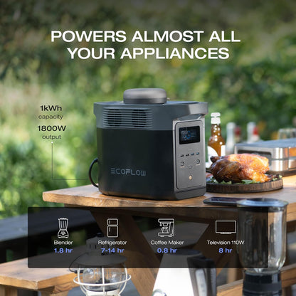 ECOFLOW DELTA 2 Portable Power Station, 1024Wh LiFePO4 (LFP) Battery, Fast Charging, Solar Generator(Solar Panel Optional) for Home Backup Power, Camping & RVs