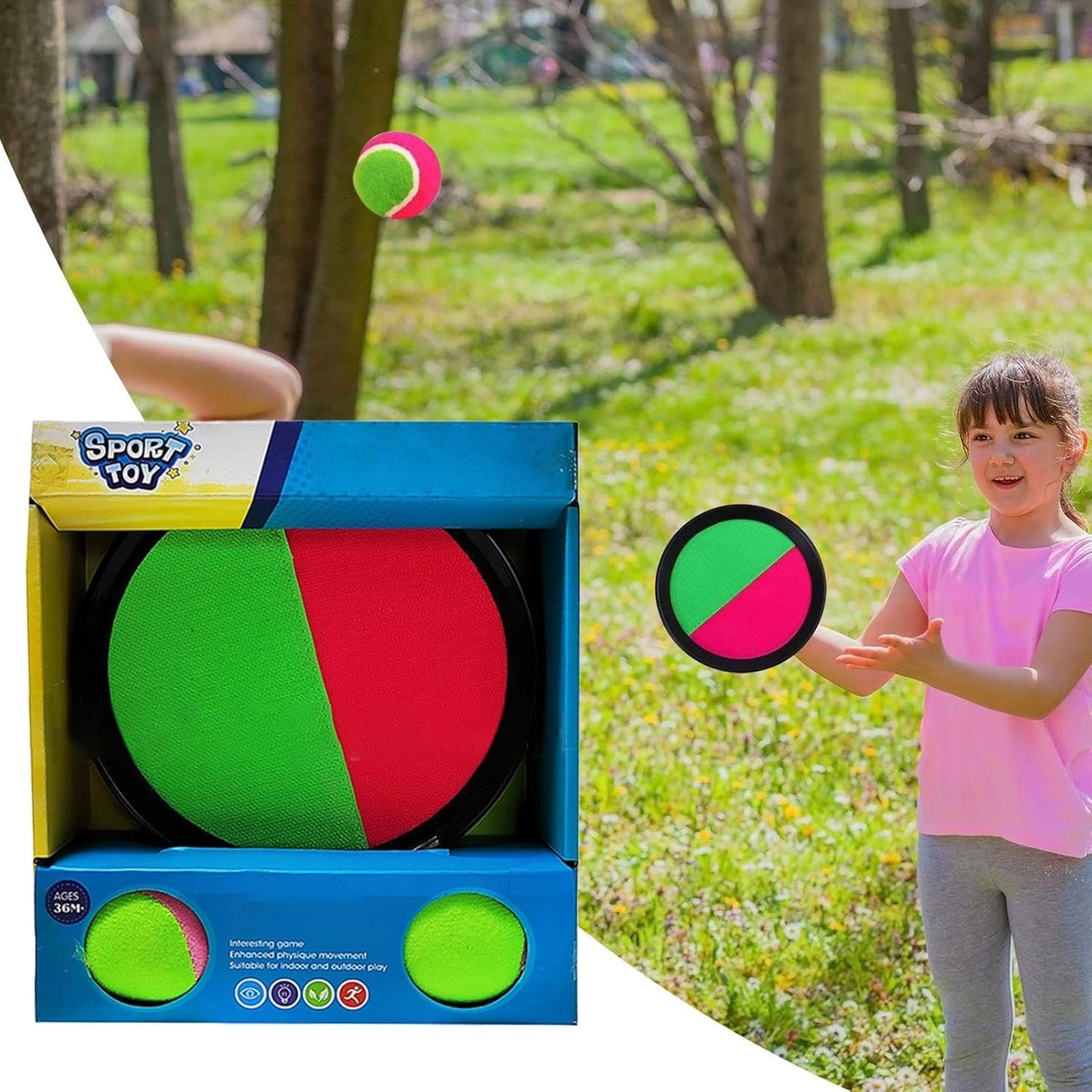 Tossing and Catch Ball, Ball Toss Game Kids, Sticky Sports Toy Set, 9.06 x 7.87 x 2.36 Inches, Engaging Activity for Outdoor Play, Camping, Travel, Playground, Parent Child Bonding