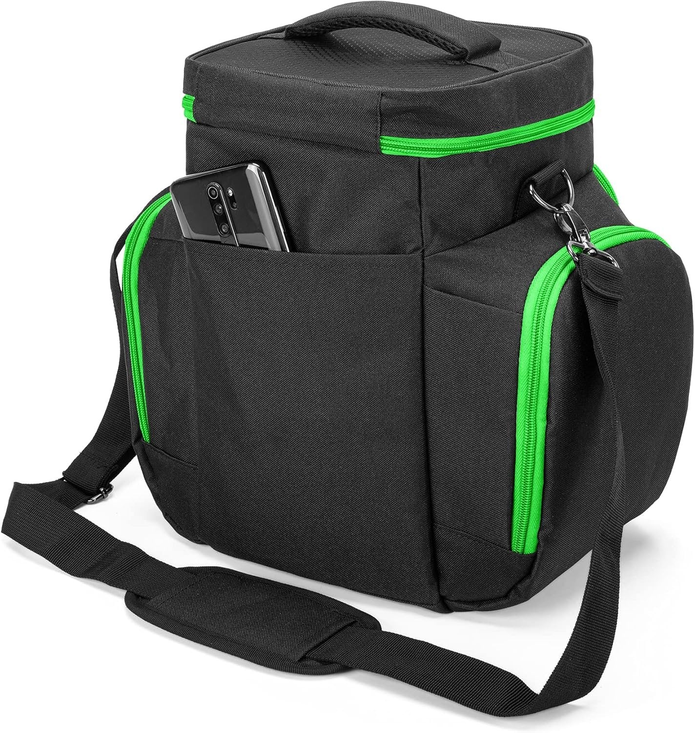 Trunab Console Carrying Case Compatible with Xbox Series X, Travel Bag with Multiple Storage Pockets for Xbox Controllers, Games, Cables and Other Accessories, Green (Patented Design)