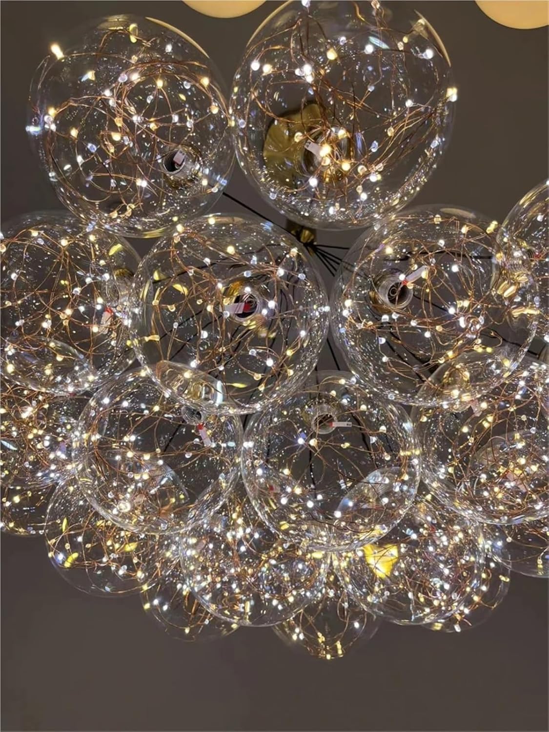Clear Glass Bubble Ball Chandelier Modern Restaurant Indoor Starlight Kitchen Bedroom Foyer Hanglamp Romantic Star Lighting