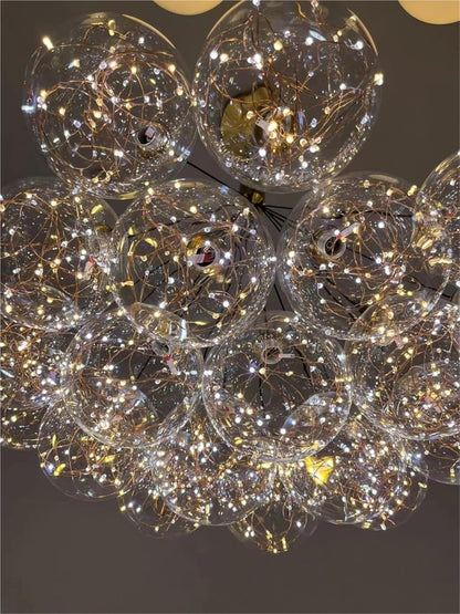 Clear Glass Bubble Ball Chandelier Modern Restaurant Indoor Starlight Kitchen Bedroom Foyer Hanglamp Romantic Star Lighting