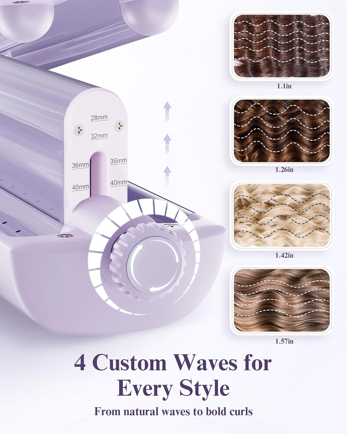 Upgraded 4 in 1 Curling Iron Hair Crimper Waver - KAUGIC Flexwave Curling Wand with ColdCrafted CurlLock Tech, Ionic Deep Waver Hair Curler Tool, Anti-Scald, Easy to Use