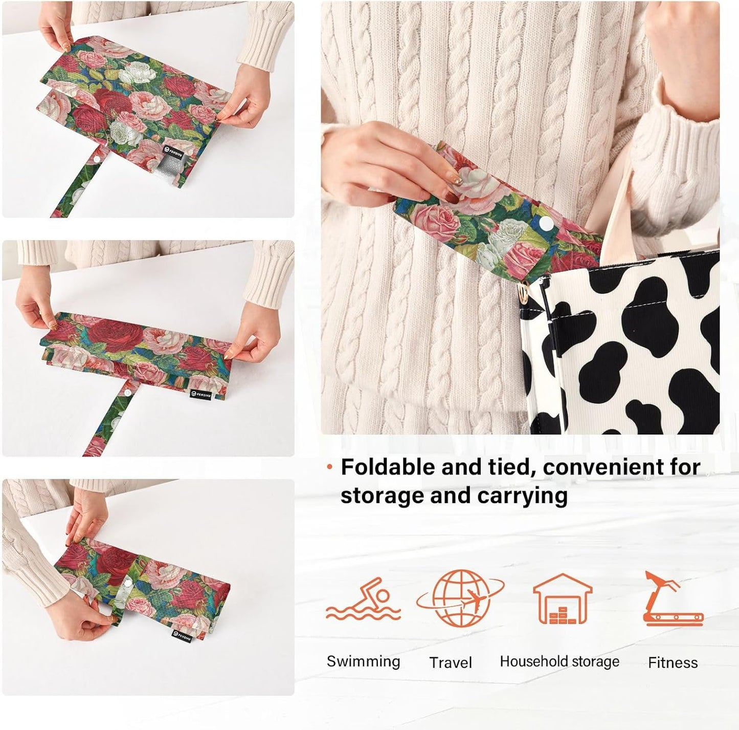 Roses Beauty Flower 3 Piecing Packing Travel Bag Reusable Compression Bags For Travel Space Saver Bag Storage And Organization