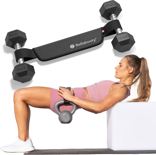 Bellabooty Exercise Hip Thrust Belt, Easy to Use with Dumbbells, Kettlebells, or Plates, Slip-Resistant Padding that Protects Your Hips for the Gym, Home Workouts, or On the Go