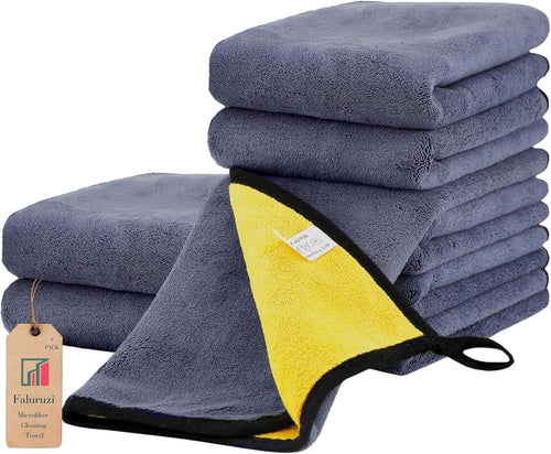 Gifts for Women 8 Pcs Microfiber Cleaning Towel Auto Detailing Cloth Drying Wash Towels Polishing Waxing Dry for Cars Absorbent Towel,Rags for House, Kitchen, Car Care 16" x 16" (8)