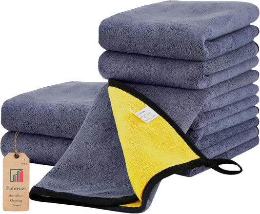 Gifts for Women 8 Pcs Microfiber Cleaning Towel Auto Detailing Cloth Drying Wash Towels Polishing Waxing Dry for Cars Absorbent Towel,Rags for House, Kitchen, Car Care 16" x 16" (8)