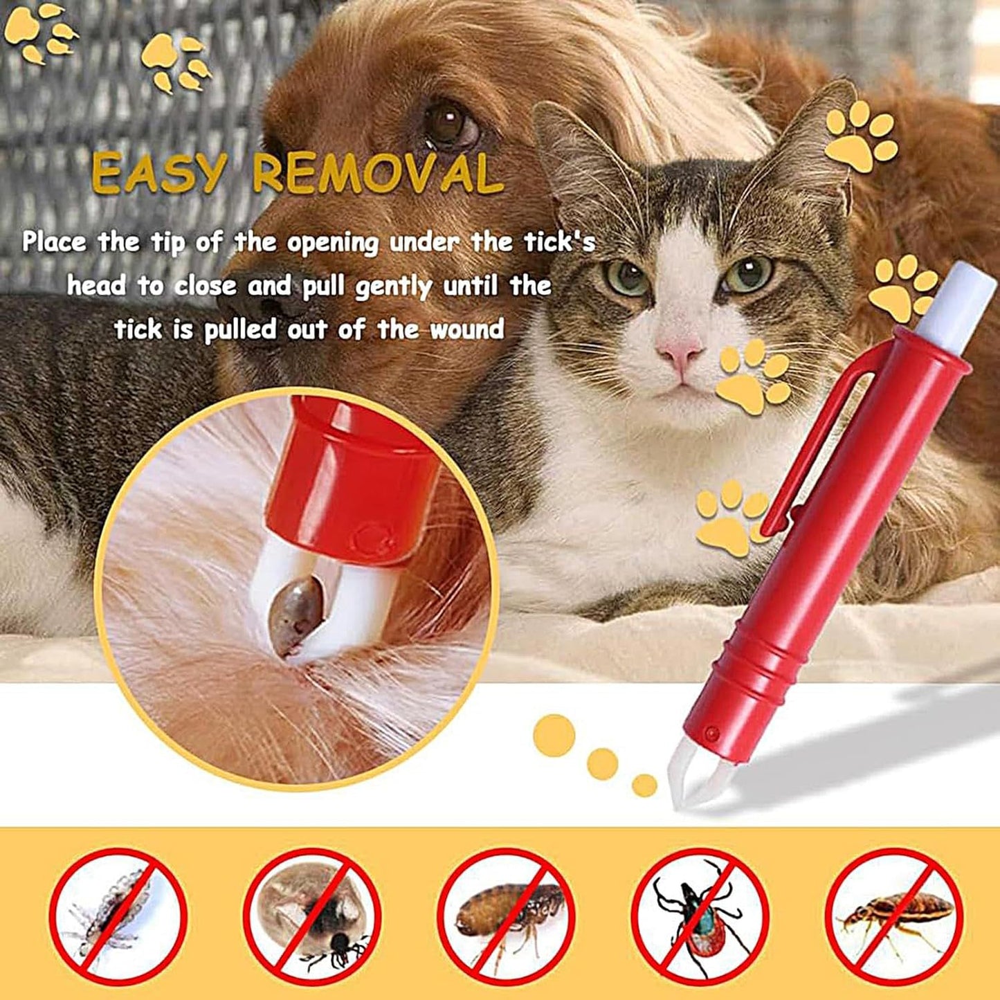 Tick Removal Tool, 3 Pieces Tick Removing Tweezers Set, Multifunctional Pet Grooming Supplies, Portable Quick Cleaning Tools, Ideal for Yard, Outdoor, Travel, Camping
