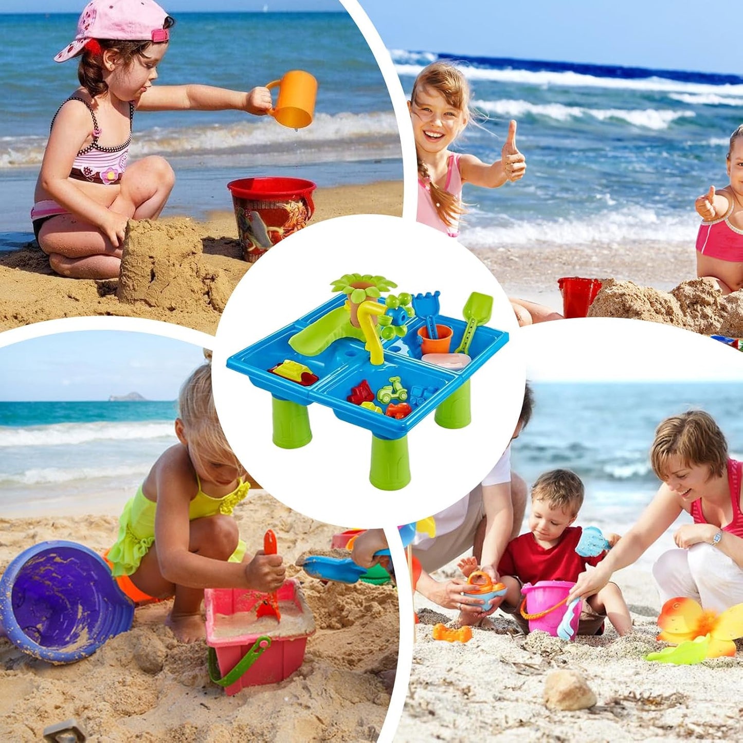 Sand And Water Table, Educational Sensory Playset, 17.72x17.72in Beach Toys Boys Girls, Bath Game Accessories, Fun Backyard Indoor Garden Toy for Learning Creative Play