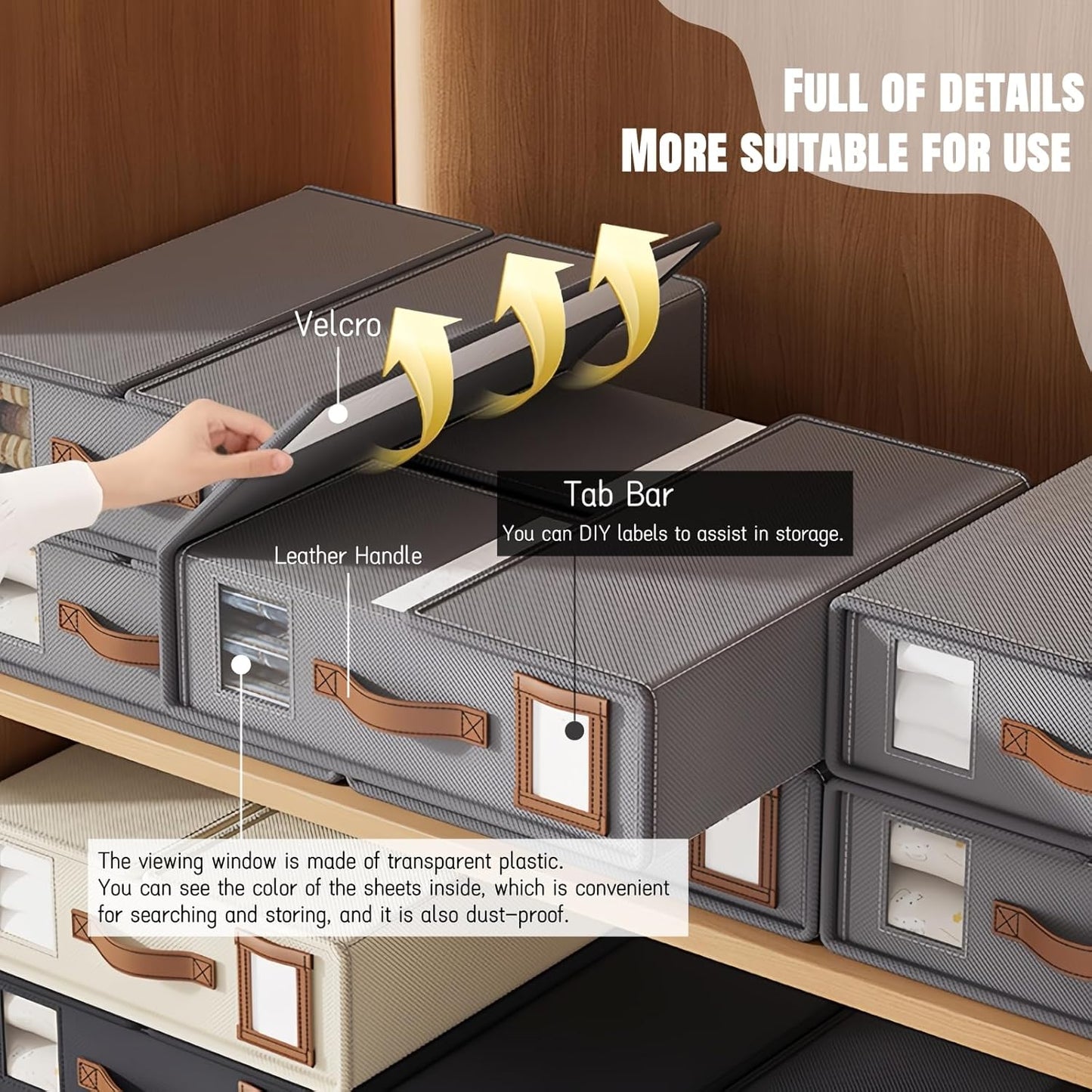 Open Non-Woven Storage Bins for Bedding and Clothes – Stylish, Space-Saving Solution with Durable Design and Easy Access Handles for Efficient Home Organization (8)