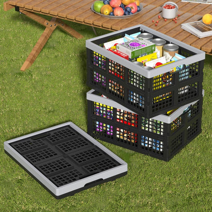 Oymlclivisa 34 L Collapsible Storage Crates, Folding Storage Crate, Plastic Storage Baskets for Grocery, Clothes, Toys, Books, 3 Packs