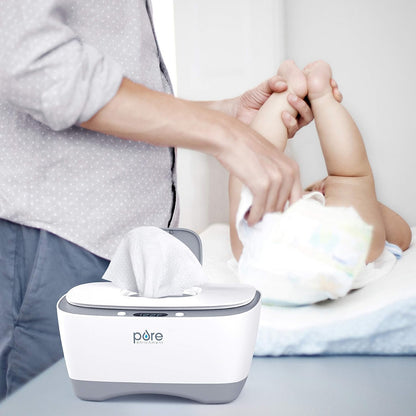 PureBaby™ Wipe Warmer with Digital Display - Easy-Feed Dispenser with 3 Heat Settings, LCD Display, 80 Wipe Capacity, Naturally Steam Heated for Maximum Comfort and Safety for Baby