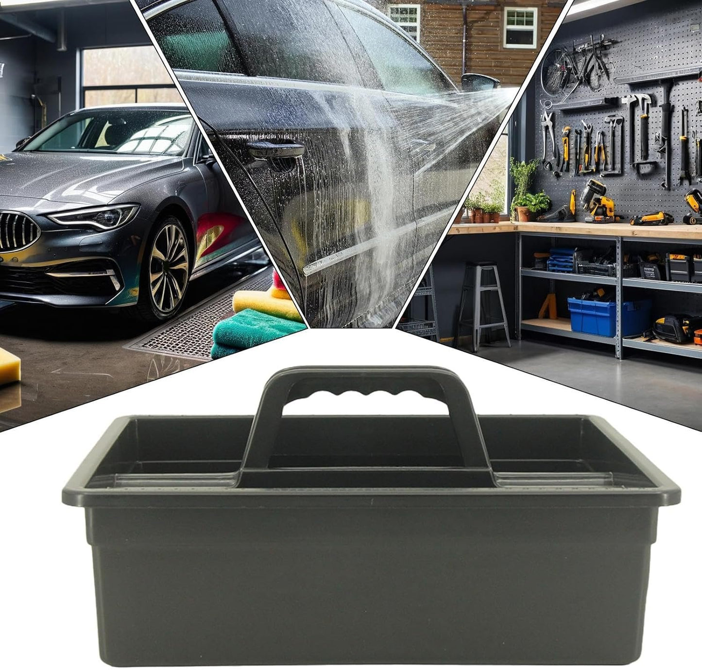 Cleaning Caddy, Basket Organizer, Carry Handle, Lightweight Design, Multi-Compartment, Housekeeping, Auto Detailing, Garden, Laundry, Bathroom, Vehicle Wash, Garage, Picnic, Hotel