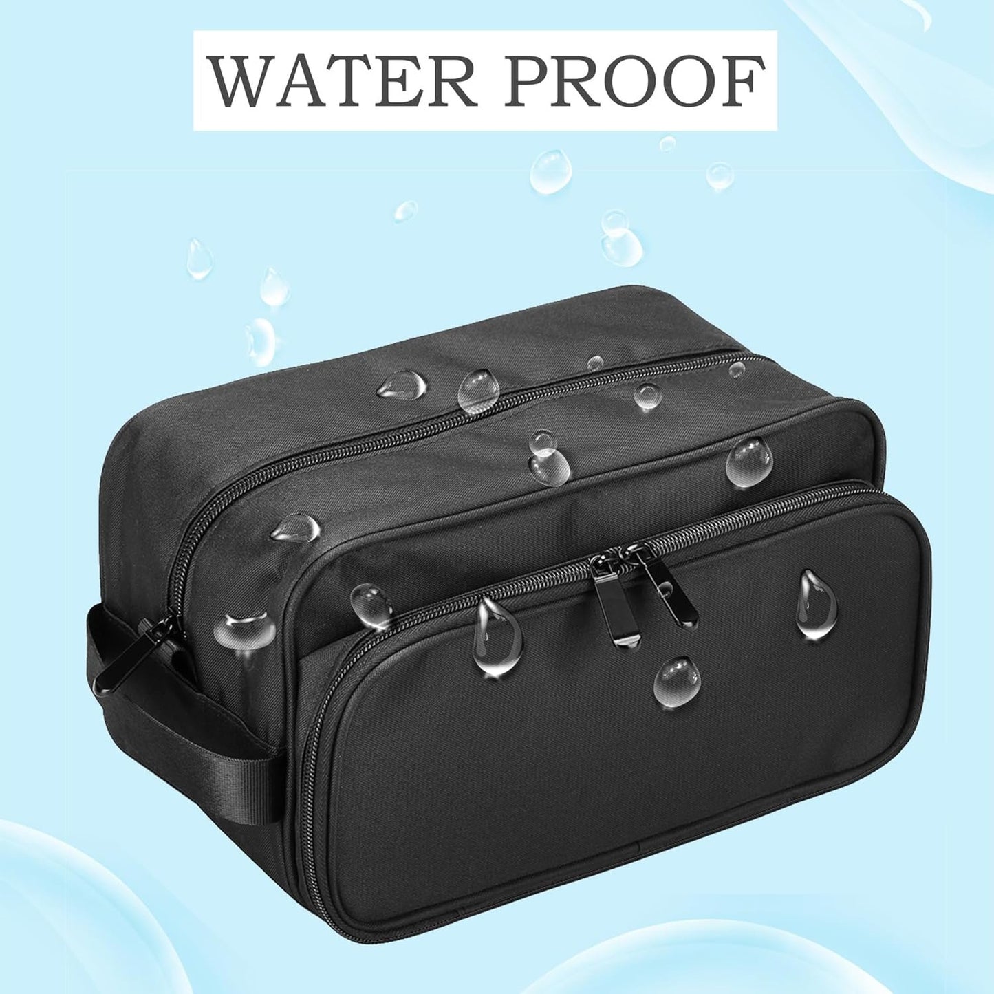 Lucky Rain Toiletry Bag for Men, Mens Bathroom Shaving Kit Travel Bag, Waterproof Travel Bag for toiletries with Handle for Travel Business, Black