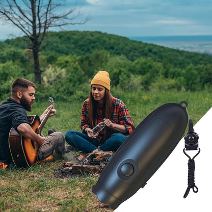 Electric Whistle, Safety Sports Whistle, 3 Tone Adjustable Sound, Ricaricabile con cordino, Alert Alert Tool for Coaching Outdoor Events, Black/Blue
