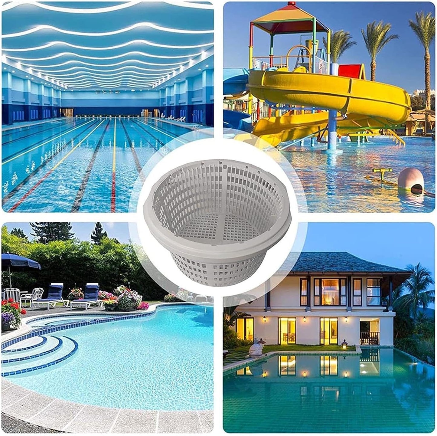 Skimmer Basket, 8-inch Pool Basket Plas-tic Po ol Filter Basket, Univ ersal Skimmer Basketry,Replacement Pond Accessory Skimmer Basketry Strong abs Material with Handle for Swimming Ponds, Spas