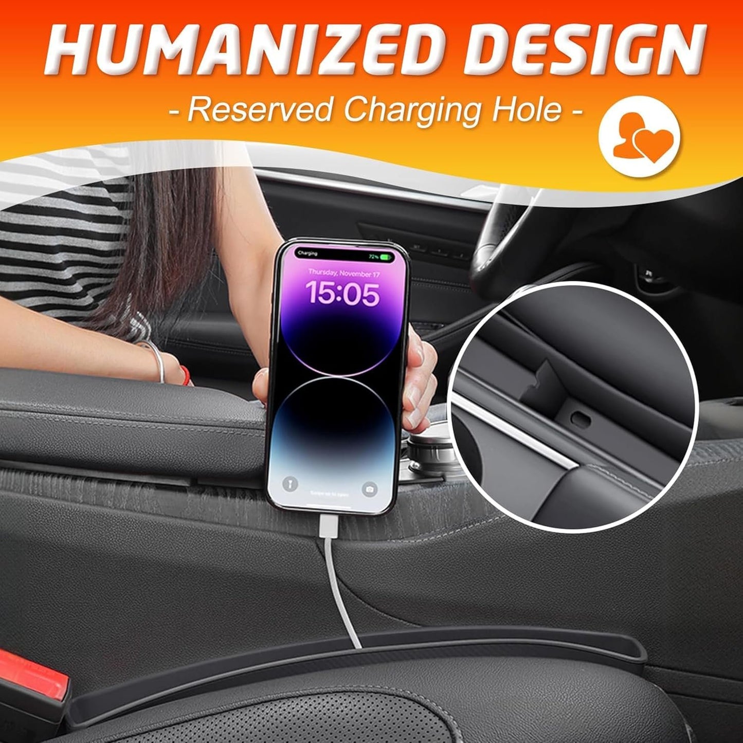 2PCS Car Seat Gap Filler Organizer,Multifunctional Car Gap Fillers with USB and Phone Holder,Auto Interior Accessories,Universal Car Seat Storage Organizer Between Seats for Phone,Keys (Black)