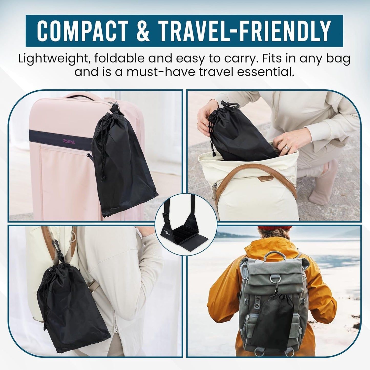 Airplane Foot Hammock | Foot Hammock for Plane Travel | Portable Foot Rest for Air Travel | Feet Rest for Airplane | Ergonomic Swing for Plane Leg Rest with Removeable Base | Travel Essentials