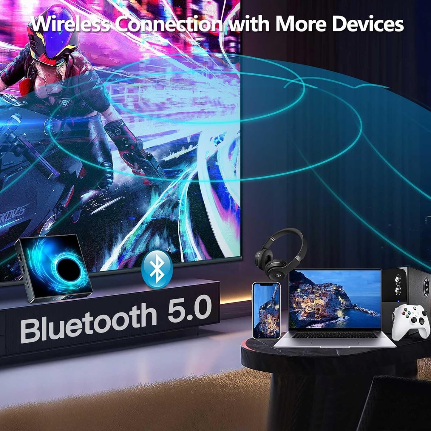 T95 Android TV Box 2024, Android 10.0 TV Box 4GB RAM 64GB ROM, EASYTONE Android Box H616 Quad-Core 6K Full HD 5G Dual-Band Wi-Fi BT5.0 H.265 Smart TV Box with Baclight Wireless Keyboard