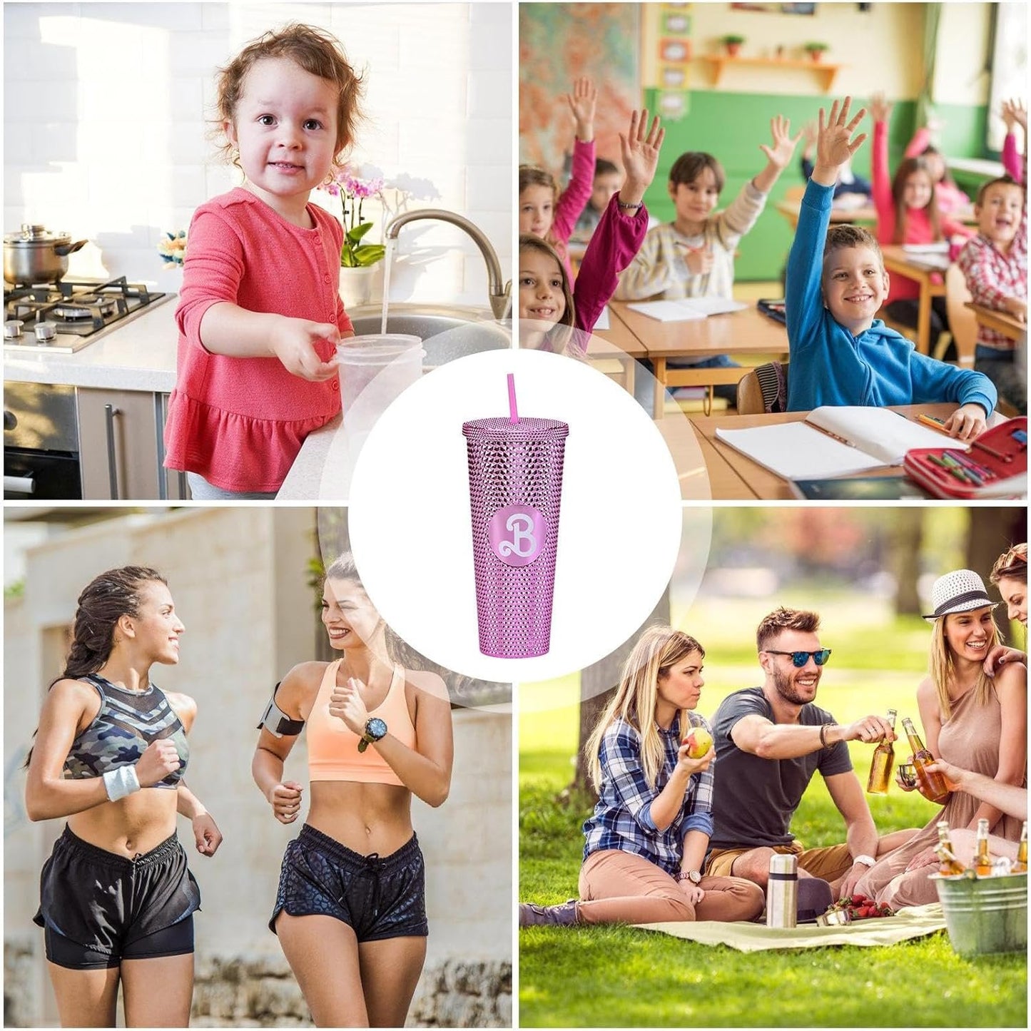 Bar-bies Cups with Lids and Straws, 800ml Bar-bies Tumbler Water Bottle, Leakproof Bar-bies Drinking Cup, Portable Beverage Container, BPA Free, for Boys, Girls, Fans & Adults (5Colors)