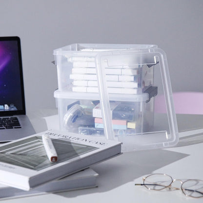 Citylife 6 Packs Small Storage Bins with Lids 3.2 Qt./ 3 L Plastic Storage Containers for Organizing Stackable Clear Storage Boxes