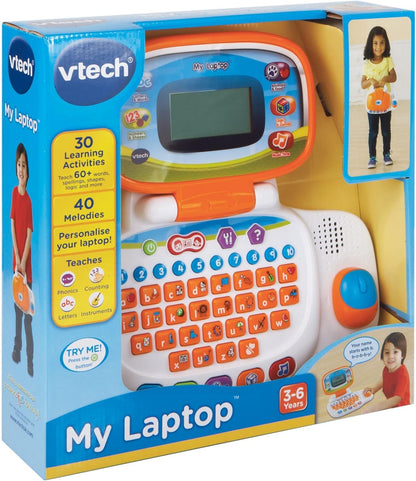 VTech - My Laptop - Educational Laptop Toy for Kids - 155403, White/Orange