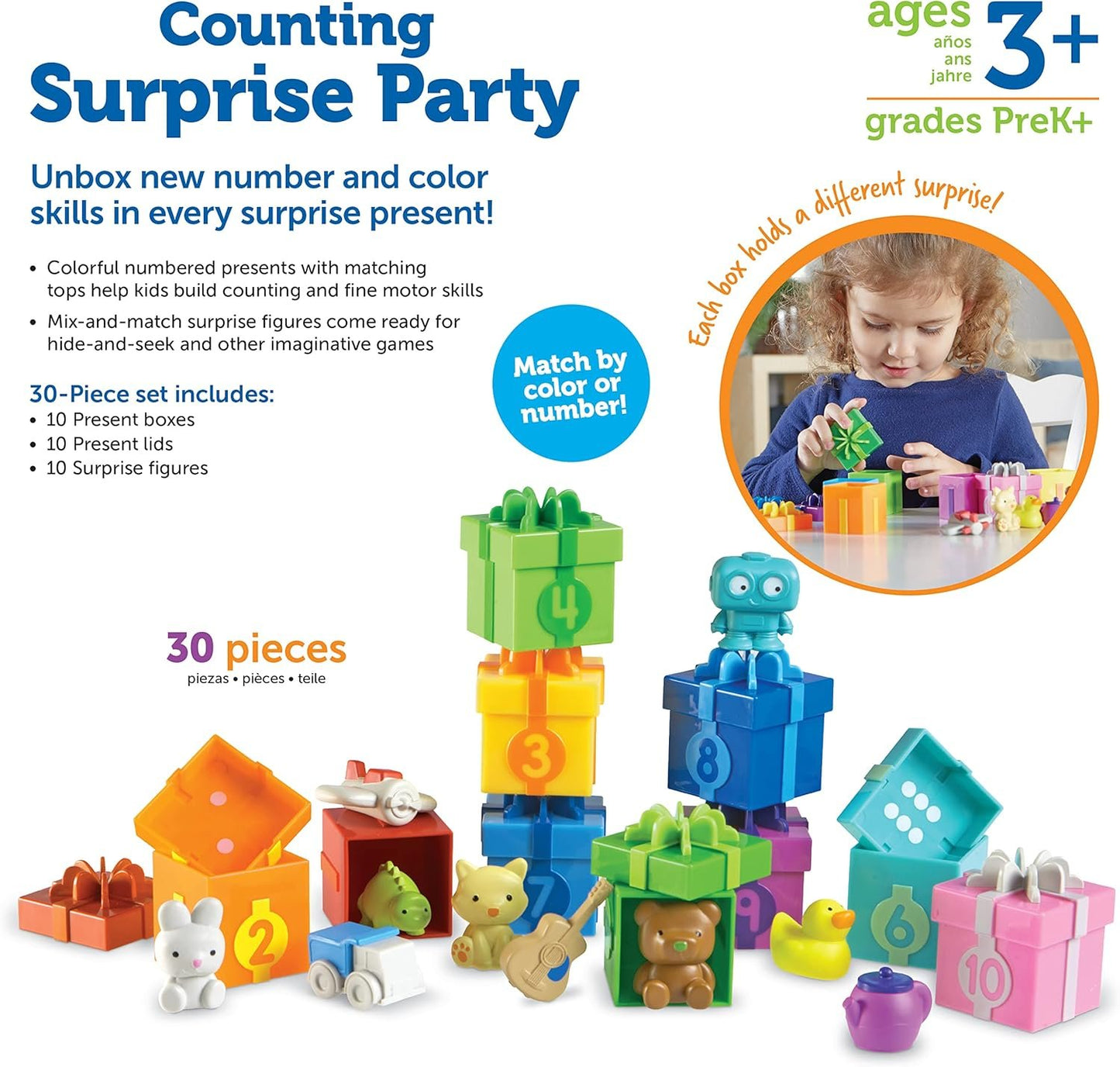 Learning Resources LER6803 Counting Surprise Party, Fine Motor, Counting & Sorting Toy, Ages 3+