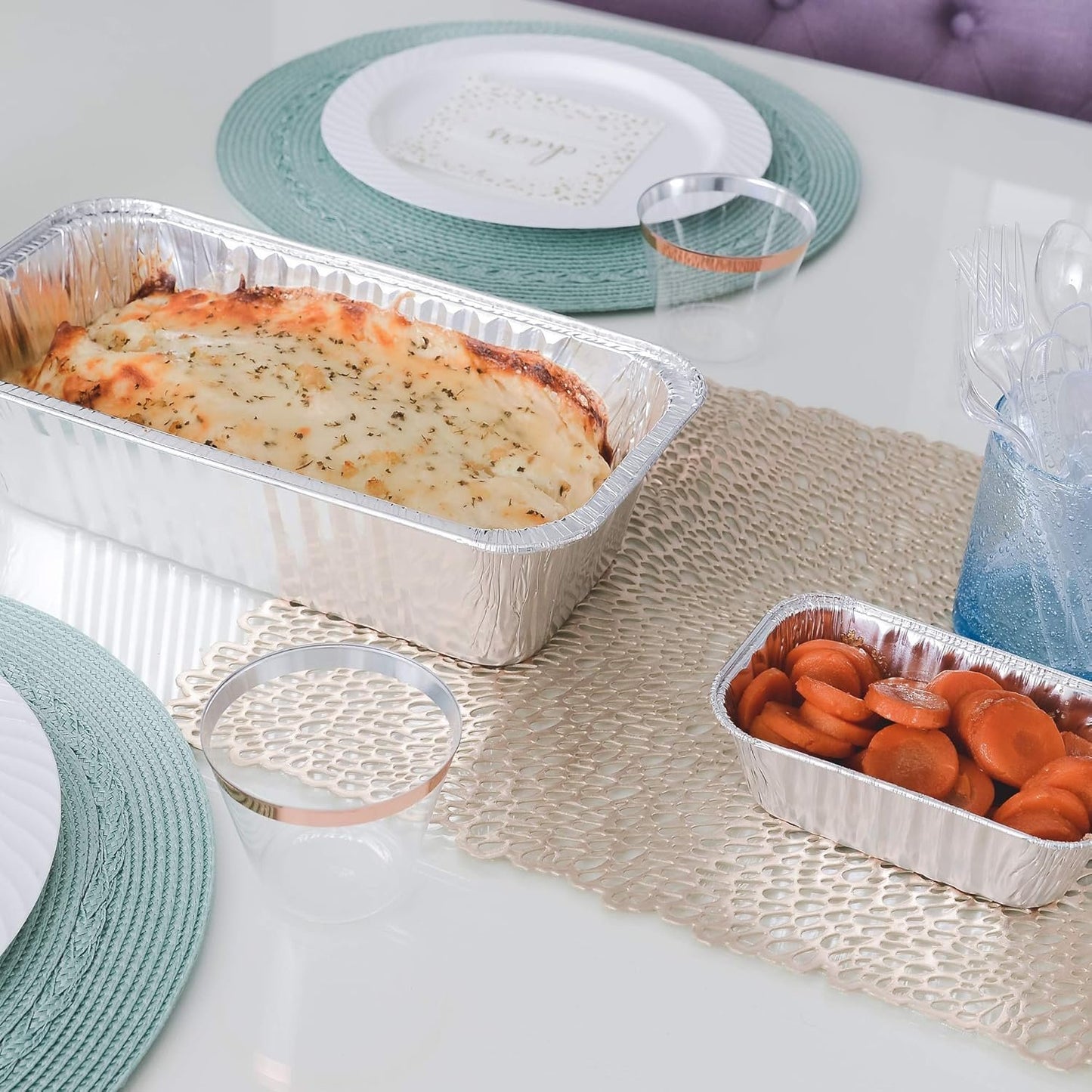 PLASTICPRO [2 Lb 10 Pack Disposable Loaf Pans Aluminum Tin Foil Meal Prep Bakeware - Cookware Perfect for Baking Cakes, Bread, Meatloaf, Lasagna 2 Pound 8.5'' X 4.5'' X 2.25''