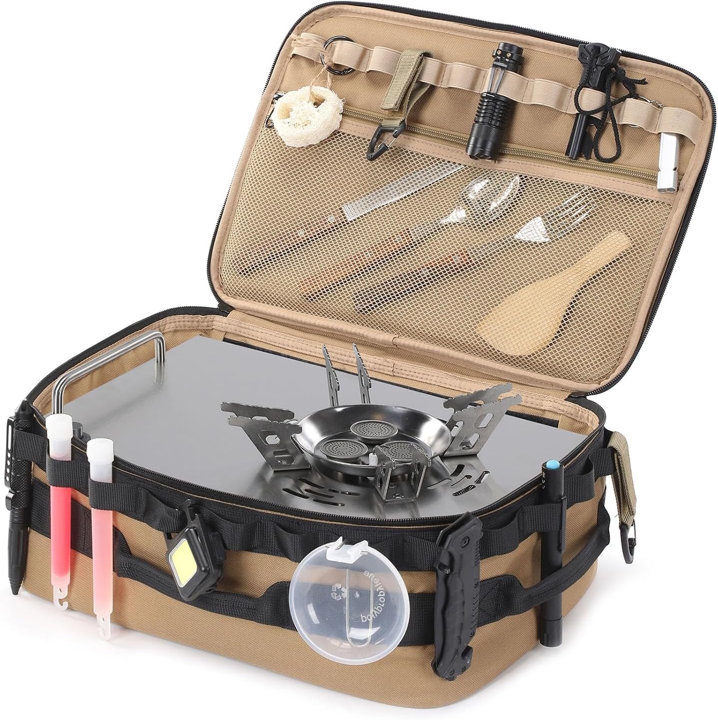 SEPWIK Tactical Camping Storage Bag Outdoor Utility Tote Bag Cookware Carry Bag Multifunctional Tool Storage Bag Trunk Organizer for Travel, Hiking, Picnic, Trekking, RV