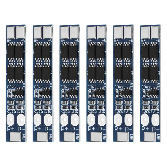 OTOTEC 6PCS Lithium Battery Protection Board 2S 8A 7.4V 18650 Li-ion Lithium Battery Charger BMS Protection Board 40.8x8x2.1mm Used for LED Light Backup Power Supply Solar Street Light Battery Pack