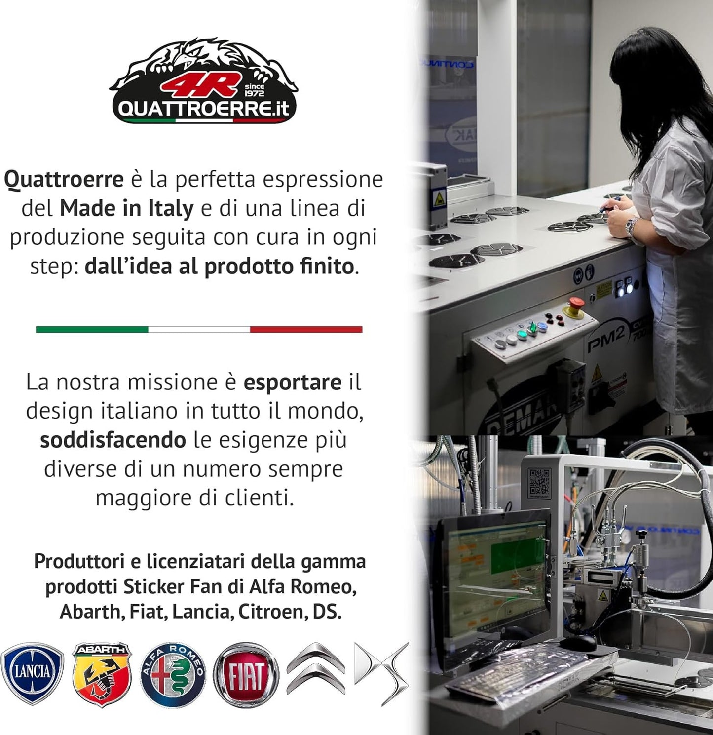 4R Quattroerre.it, Kit of 3D Emblem Stickers Ideal for Alfa Romeo Stelvio and Giulia Interior, OEM Certificated, 2 Tricolour Stickers and 3 Logo Stickers, Official Product