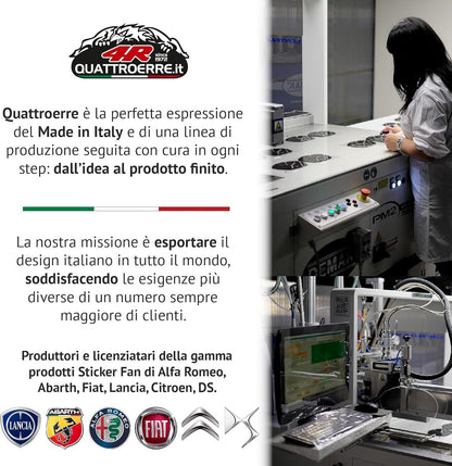 4R Quattroerre.it, Kit of 3D Emblem Stickers Ideal for Alfa Romeo Stelvio and Giulia Interior, OEM Certificated, 2 Tricolour Stickers and 3 Logo Stickers, Official Product