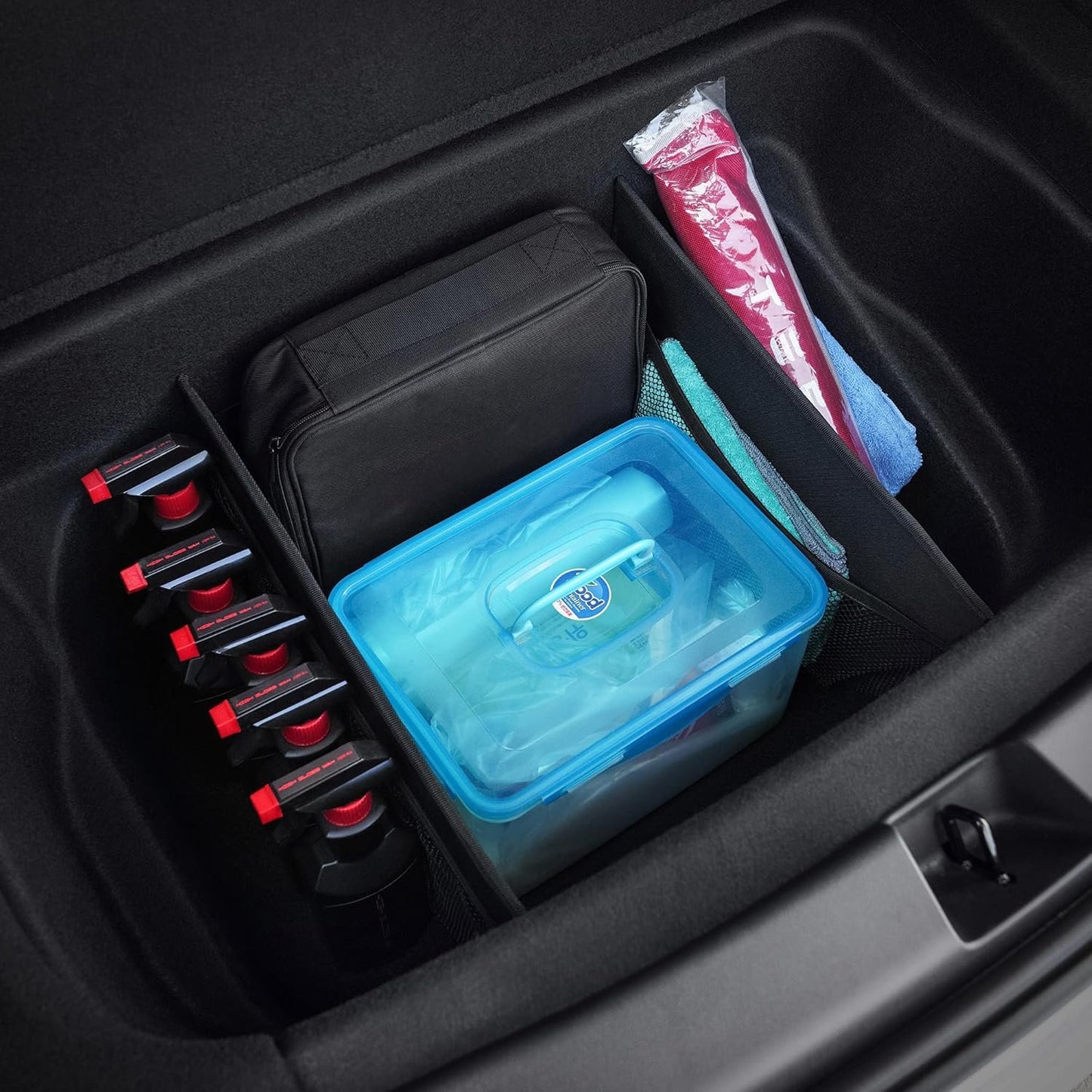 KMMOTORS Sub Trunk Divider of under-floor Compatible for Model Y, Model 3 – Hidden Trunk Organizer – Dividers with Mesh Pockets for Storage Separation (Set of 2)