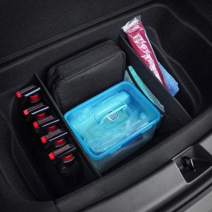 KMMOTORS Sub Trunk Divider of under-floor Compatible for Model Y, Model 3 – Hidden Trunk Organizer – Dividers with Mesh Pockets for Storage Separation (Set of 2)