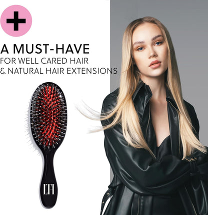 LONGTIME HAIR® Hair Brush for Extensions, Care Brush for Hair Extensions, Wig and Toupees, Natural Boar Bristles and Nylon Bristles, Ideal for Detangling and Caring for Real Hair Extensions