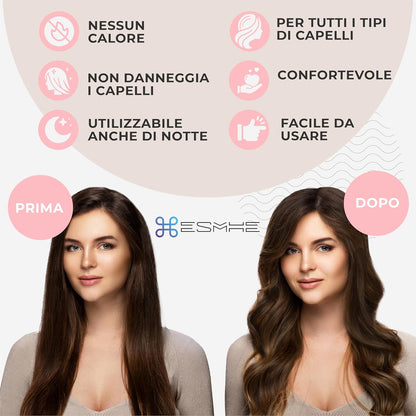 ESMHE Long Curler for Bushing No Heat Pink Velvet Hair Accessories Included Ideal for Wavy and Curly Hair