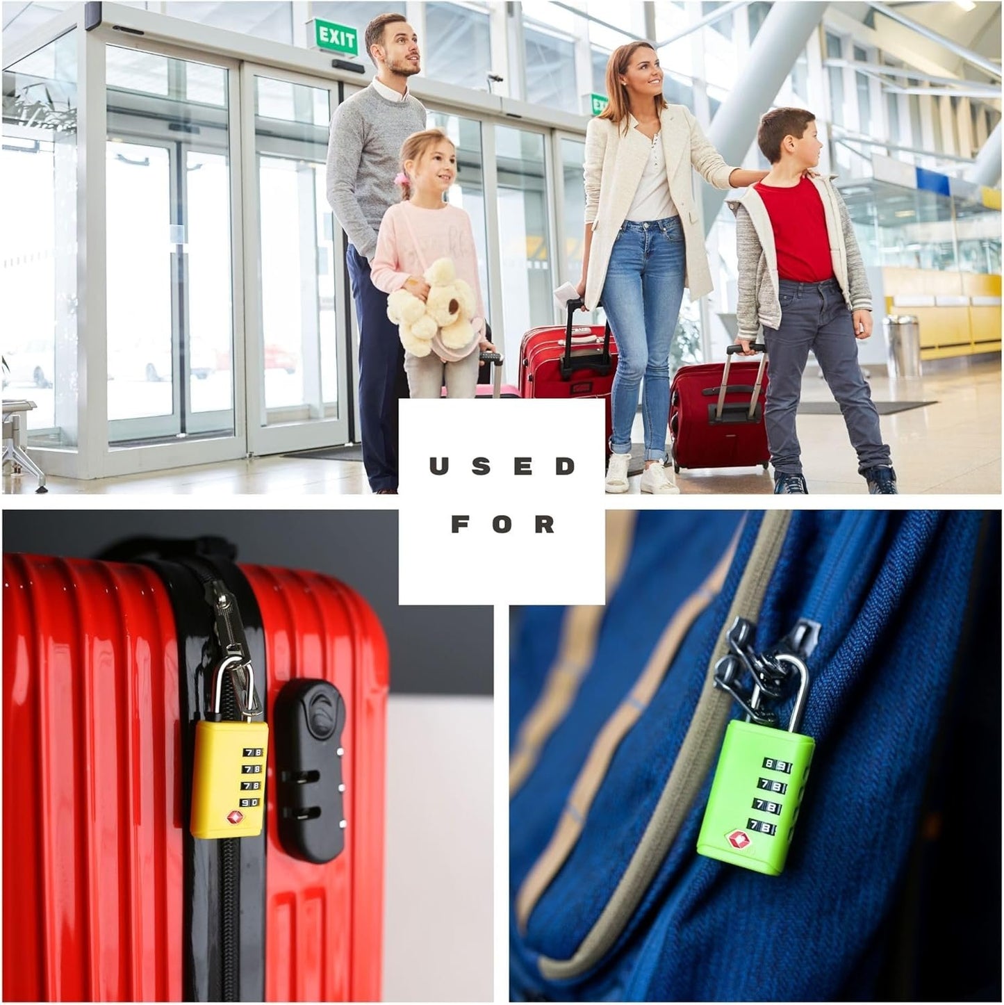 TSA Approved Combination Padlocks for Luggage, Security Lock, Black (Blue)