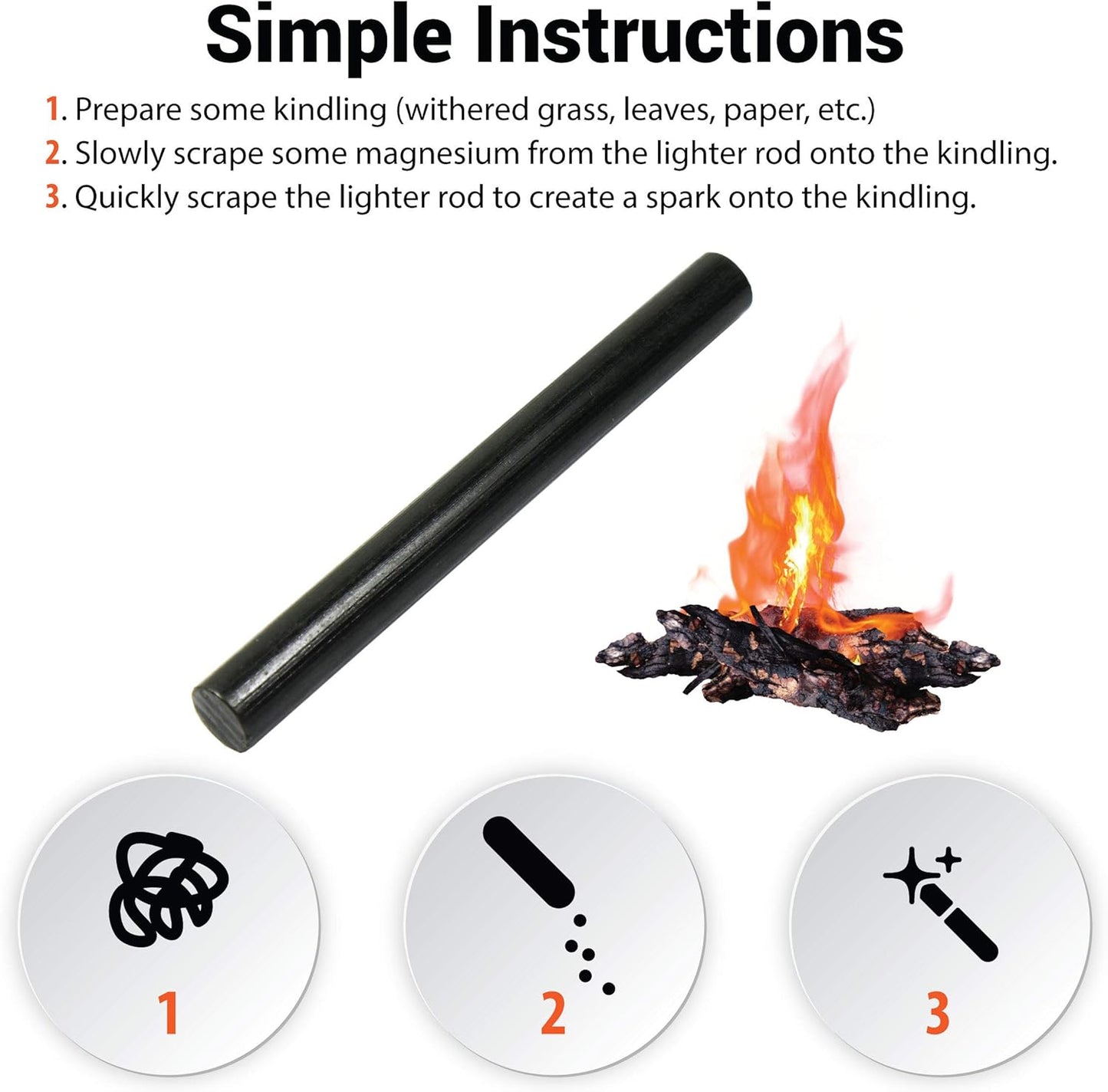 West Lake 1/2 x 5 Ferrocerium Rod Flint Fire Starter Magnesium Tool Kit Set of Two Rods
