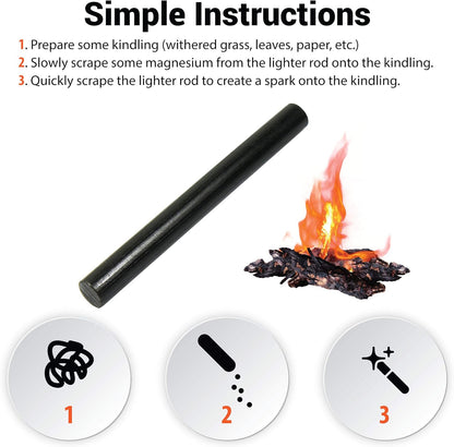 West Lake 1/2 x 5 Ferrocerium Rod Flint Fire Starter Magnesium Tool Kit Set of Two Rods