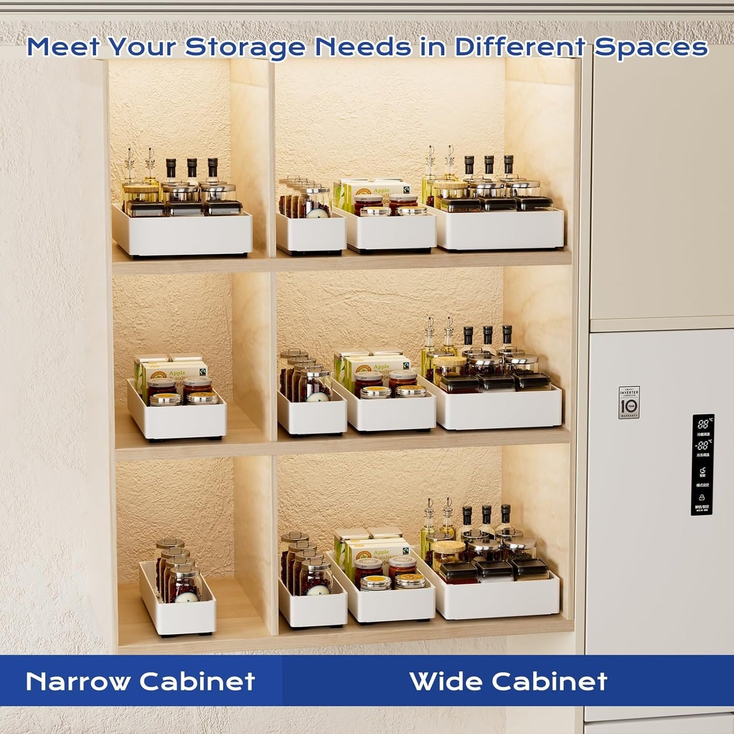 WRISIN 3 Pack Pull Out Cabinet Organizer, Multi-Purpose Slide Out Drawers for Kitchen Cabinets, Bathroom, Pantry Organizer, Roll Out Shelf for Home Organization and Storage