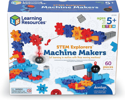 Learning Resources STEM Explorers Machine Makers, 60 Pieces, Ages 5+, Toys, Building Kits, Engineering Build it Yourself Toys Small