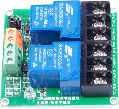 KNACRO 2-Channel 5V Relay Module High Low Level Triggering Optocoupler Isolation Load 30A DC 30V AC 250V for PLC Automation Control, Industrial System Control, Arduino