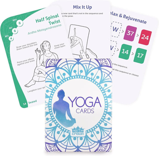 Crown Sporting Goods 796520356399 63 Card Yoga Exercise Deck-45 Poses