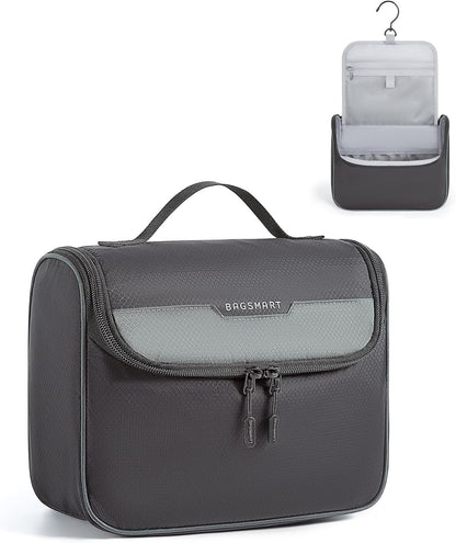 BAGSMART Hanging Toiletry Bag for Men - Travel Toiletry Organizer Kit with Water-resistant Shaving Bag for Travel Size Essentials Accessories, Door Room Essentials, Black, Travel