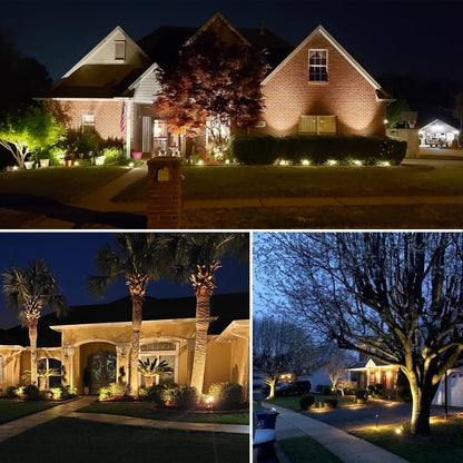 SUNVIE 12W LED Landscape Lights Low Voltage (AC/DC 12V) Waterproof Garden Pathway Lights Super Warm White (900LM) Walls Trees Flags Outdoor Spotlights with Spike Stand (8 Pack)