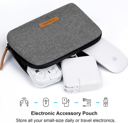 Lacdo Electronic Organizer Travel Cable Organizer Bag Pouch Case Tech Electronic Accessories Case Portable Charger Case for Cable, Cords, MacBook Laptop Charger, Mouse, Power Adapter, Power Bank, Gray