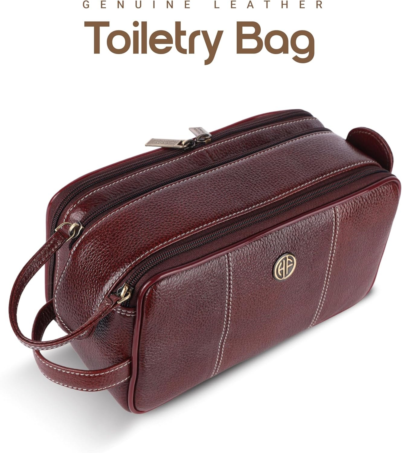 Hammonds Flycatcher Genuine Leather Shaving Bag for Men-Leather Dopp Kit|Toiletry Bag|Travel Toiletry Bag-Hygiene & Grooming Kit Organizer-Cruelty-Free Leather and Hand Stitched Vanity Case.TC4002,
